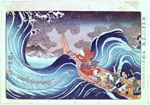 Nichiren Calming the Storm, 19th century. Artist: Utagawa Kuniyoshi Nichiren Calming the Storm, 19th century. Artist: Utagawa Kuniyoshi