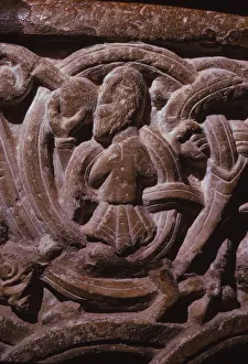 Detail of Norman Font, in 12th century Church within Porchester Castle, Hampshire, 20th century. Artist: CM Dixon Detail of Norman Font, in 12th century Church within Porchester Castle, Hampshire, 20th century. Artist: CM Dixon