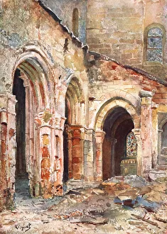 WWI Western Front Photos Prints: Nos regions Devastees; L'eglise de Sermaize, 1914. Creator: Pierre Vignal