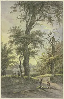 Dutch Heritage Art Prints: Oak tree, with two men on a path beneath it