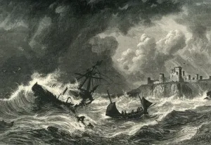 Off Tantallon Print, c1870 - Shipwreck on the Firth of Forth