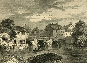 Historic Bridges In England Prints: Old Bow Bridge, c1876. Creator: Unknown