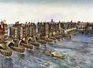 Old London Bridge Print, circa 1630