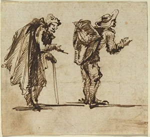 Giovanni Battista Piranesi Art Prints: An Old Man with a Cape and a Rustic with a Backpack