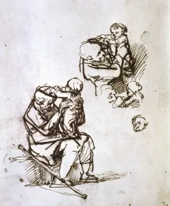 Old Man Playing with Child, 1635-1640. Artist: Rembrandt Harmensz van Rijn Old Man Playing with Child, 1635-1640. Artist: Rembrandt Harmensz van Rijn