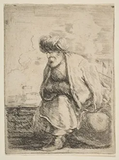 An Old Turk Seated on a Stone, ca. 1662. Creator: Stefano della Bella An Old Turk Seated on a Stone, ca. 1662. Creator: Stefano della Bella