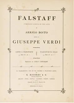 Giuseppe Verdi Biography Prints: Opera Falstaff: first edition of the original version, 1893