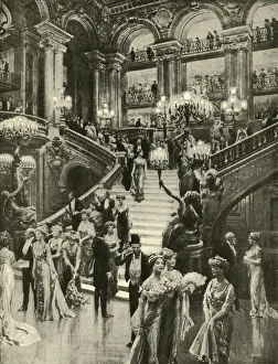 Grand Staircase Interior Prints: The Opera in Paris, 1910. Creator: Unknown