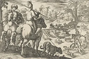 Ostrich Hunt, from Hunting Scenes VI, 1609. Creator: Antonio Tempesta Ostrich Hunt, from Hunting Scenes VI, 1609. Creator: Antonio Tempesta