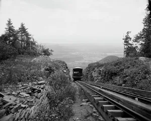 Vintage American Industry Prints: Otis Elevating Railway, looking down