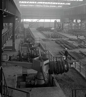 Black And White Factory Images Prints: Overview of the bar mill at the Brightside Foundry, Sheffield, South Yorkshire, 1964