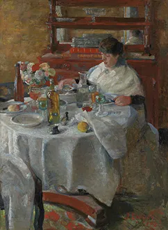 Seated Female Portrait Prints: The Oyster Eater, 1882. Creator: James Ensor