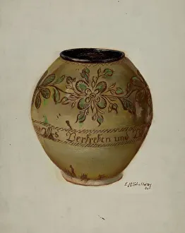 Decorative Arts Heritage Prints: Pa. German Jar, 1936. Creator: Eugene Shellady