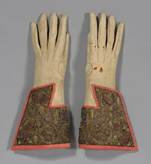 Pair of Men's Gloves, England, 1625/50. Creator: Unknown Pair of Men's Gloves, England, 1625/50. Creator: Unknown