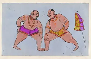 Indian Heritage Images Prints: A pair of wrestlers. Creator: Unknown