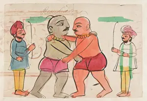 Indian Heritage Images Prints: A pair of wrestlers. Creator: Unknown