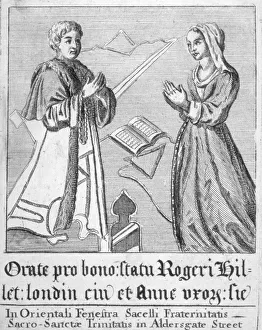 English Religious Architecture Prints: Detail of a panel from a memorial window in Trinity Hall, City of London, 1750