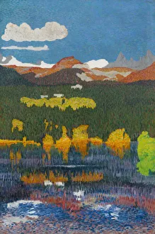 Swiss Fine Art Images Prints: Panorama of Flims. Triptych, left panel, 1904. Creator: Giacometti, Giovanni (1868-1933)
