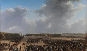 Parade Celebrating the End of Military Action in the Kingdom of Poland on Tsaritsa Meadow in St Pete Artist: Chernetsov Parade Celebrating the End of Military Action in the Kingdom of Poland on Tsaritsa Meadow in St Pete Artist: Chernetsov