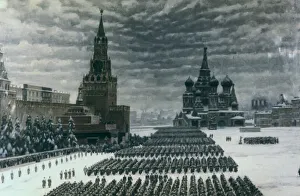 Parade in Red Square, December 1947, Moscow, Russia Parade in Red Square, December 1947, Moscow, Russia