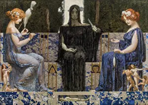 Roman Mythology Allegory Prints: The three Parcae, c1910. Creator: Rothaug, Alexander (1870-1946)