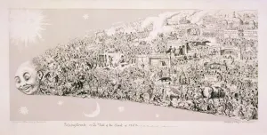 Monochrome Artwork Prints: Passing Events, 1853 Comet Print by George Cruikshank