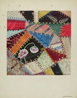 Framed Print : Patchwork Quilt Print, c. 1937 Framed Print : Patchwork Quilt Print, c. 1937