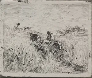 Charles Francois Daubigny Paintings Prints: Path Through the Grain Field, original impression 1862, printed in 1921