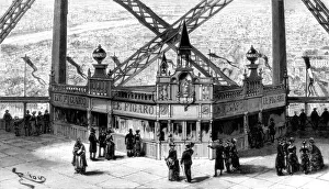 Eiffel Tower 1889 Prints: The pavilion of the Figaro, on the second storey of the Eiffel Tower, Paris, 1889