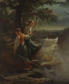 Two Peasant Girls listening to the Playing of the Water Sprite, 1860 Two Peasant Girls listening to the Playing of the Water Sprite, 1860