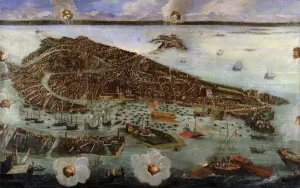 Venetian Landscape Paintings Prints: Perspective Map of Venice, c. 1650