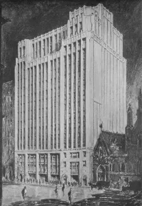 Old New York Street Scene Prints: Perspective of principal facade