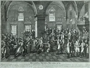Peter I in the Rebellion of the Old Believers in the Palace of Facets, Late 18th cent.. Artist: Anonymous Peter I in the Rebellion of the Old Believers in the Palace of Facets, Late 18th cent.. Artist: Anonymous