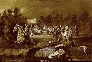 Peter II in Peterhof. Artist: Charlemagne, Adolf (1826-1901) Peter II in Peterhof. Artist: Charlemagne, Adolf (1826-1901)