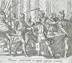 Ancient Greek Mythology Prints: Phineus Attacking Perseus at the Wedding