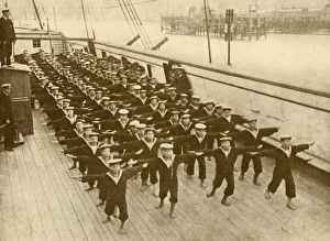 Ward Lock And Co Publications Prints: Physical Drill on the Arethusa. c1930. Creator: Unknown