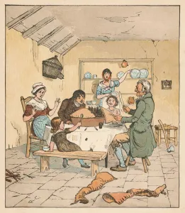 When the Pie was opened, The Birds began to sing, 1880. Creator: Randolph Caldecott When the Pie was opened, The Birds began to sing, 1880. Creator: Randolph Caldecott