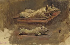 Heritage Animal Art Prints: Pigs. Study for During Fasting Time, 1884. Creator: Carl Gustaf Hellqvist