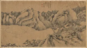Heritage Art China Prints: Pine-shaded Monastery on a Cloudy Mountain, late 1700s. Creator: Gu Chao (Chinese
