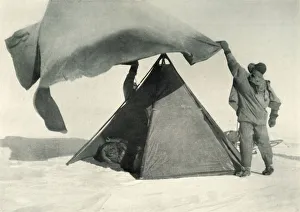British Antarctic History Prints: Pitching the Double Tent on the Summit, c1911, (1913). Artist: Henry Bowers