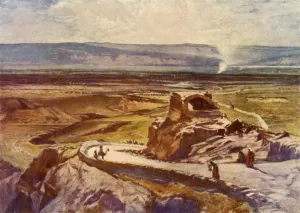 Holy Land Landscape Prints: The Plain of Jericho Looking Towards the Mountains of Moab, 1902. Creator: John Fulleylove