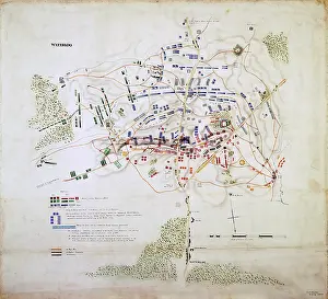Napoleonic Wars Maps Prints: Plan of the Battle of Waterloo, 1815. Creator: Unknown