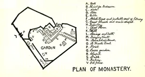 Prints of Plan of Monastery of St. Anthony, c1915. Map of the Coptic Orthodox Monastery of Saint Anthony in the Eastern Desert of Egypt. It is the oldest monastery in the world Map Prints: Plan of Monastery of St. Anthony Print, c1915