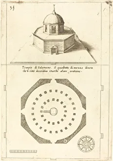 Plan and Rendering of the Temple of Solomon, 1619 Print