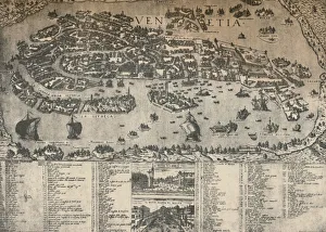 16th Century Plan of Venice Print, c. 1590 (1925)