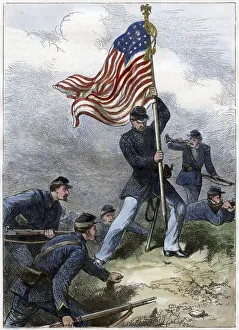 Planting the Union flag on a bastion, Siege of Vicksburg, 1863 Planting the Union flag on a bastion, Siege of Vicksburg, 1863