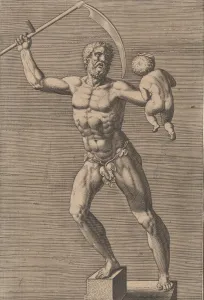Plate 1: Saturn; statue of the nude god standing on a socle Plate 1: Saturn; statue of the nude god standing on a socle