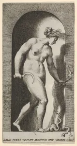 Plate 14: Ceres in a niche, facing right, standing over a two-headed snake Plate 14: Ceres in a niche, facing right, standing over a two-headed snake