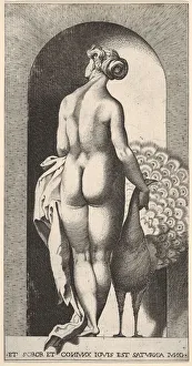 Plate 4: Juno standing in a niche, viewed from behind, stroking a peacock to her right Plate 4: Juno standing in a niche, viewed from behind, stroking a peacock to her right
