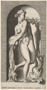 Plate 6: Thetis standing in a niche with a shell and sea creature Plate 6: Thetis standing in a niche with a shell and sea creature
